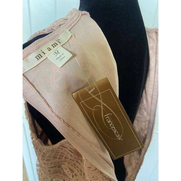 Miami Womens Dress Sz M Blush Pink Lace Eyelet Fit and Flare Francesca's NEW - Picture 5 of 6